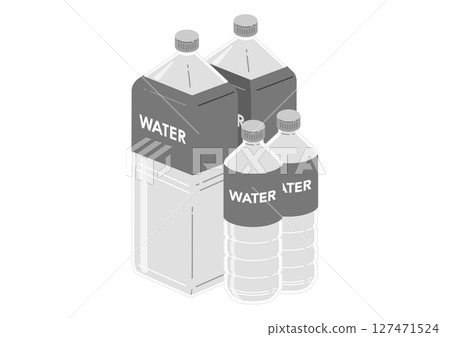 Illustration of mineral water in 2 liter and 500 milliliter plastic bottles 127471524