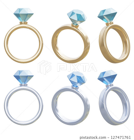 Diamond Wedding engagement Ring 3D Graphic 127471761