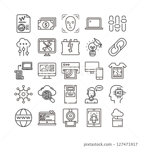 device artificial intelligence technology icon set 127471917