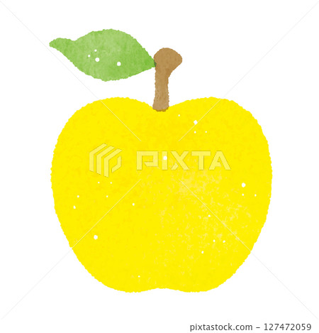 Cute yellow apple with leaves Cute yellow apple with leaves 127472059