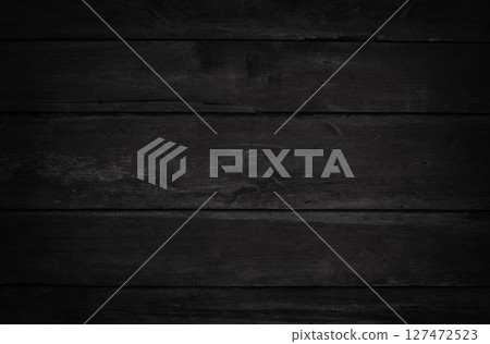 Black wooden wall background, texture of dark bark wood with old natural pattern for design art work, top view of grain timber. 127472523