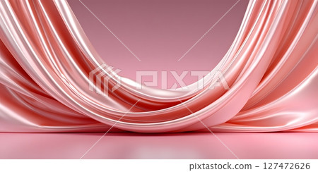 A beautifully draped silk fabric in soft pink tones, creating an elegant background 127472626