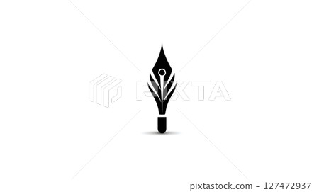 A minimalist black ink pen nib design, symbolizing creativity, writing, and artistry 127472937