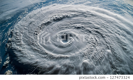 Satellite View of a Massive Hurricane Forming Over the Ocean 127473324