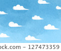 蓬鬆的雲彩背景素材_藍色 127473359