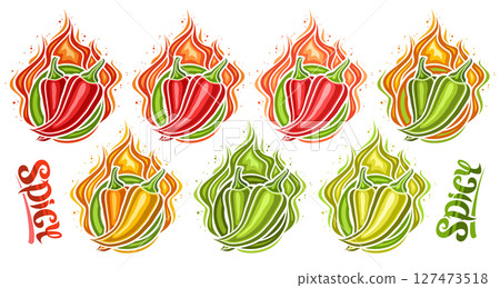 Vector Spicy Chili Pepper Set Vector Spicy Chili Pepper Set 127473518