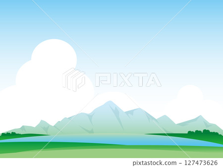 山脈、天空和湖泊的背景插圖 山脈、天空和湖泊的背景插圖 127473626