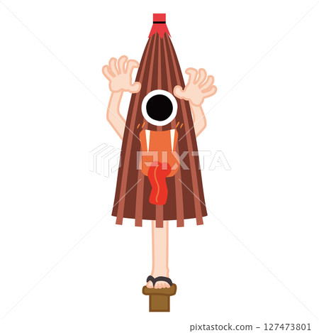 Vector illustration of a Japanese monster, Karakasa Kozou Vector illustration of a Japanese monster, Karakasa Kozou 127473801