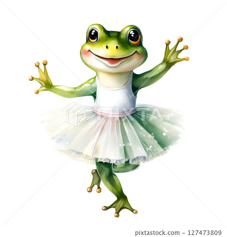 穿著芭蕾舞裙跳舞的青蛙芭蕾舞者的水彩畫 穿著芭蕾舞裙跳舞的青蛙芭蕾舞者的水彩畫 127473809
