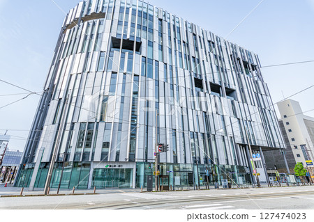 Toyama City, Toyama Prefecture: Toyama Glass Art Museum and Toyama City Library on a clear day 127474023