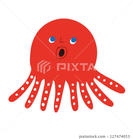 紅章魚的插圖 127474053