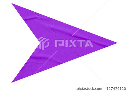 Purple crumpled paper arrow isolated on transparent background Purple crumpled paper arrow isolated on transparent background 127474120