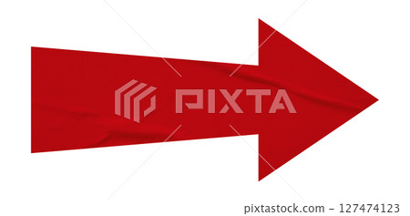 Red crumpled paper arrow isolated on transparent background Red crumpled paper arrow isolated on transparent background 127474123
