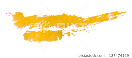 yellow watercolor background. Artistic hand paint. Isolated on transparent background. 127474139