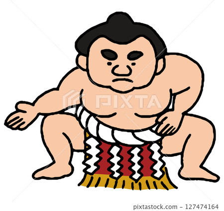 Hand-drawn illustration of a sumo wrestler 127474164