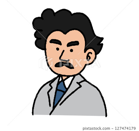 Hand-drawn illustrations of men active during the Meiji period 127474179