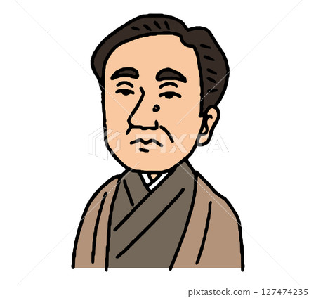 Hand-drawn illustrations of men active during the Meiji period 127474235