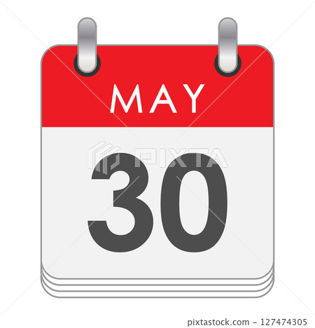 May 30. A leaf of the flip calendar with the date of May 30. Flat style. May 30. A leaf of the flip calendar with the date of May 30. Flat style. 127474305