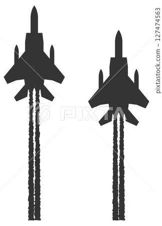 飛機尾跡和戰鬥機輪廓的插圖 127474563