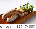 Grilled raw sausages 127474665