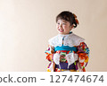 七、五三歲穿和服的可愛女孩 127474674