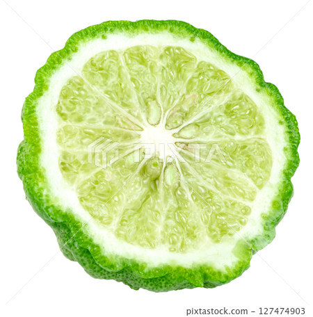 fresh bergamot fruit half isolated on white background 127474903