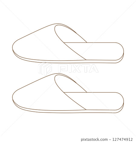 Simple line drawing of slippers sideways 127474912