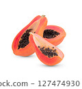 Papaya fruit isolated on white background 127474930
