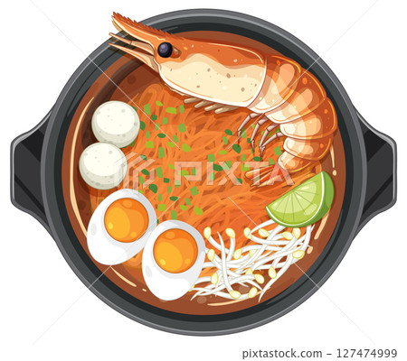 Vector Illustration of Thai Shrimp Noodle Soup 127474999