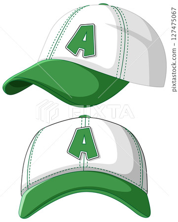Green and White Baseball Cap Illustration 127475067