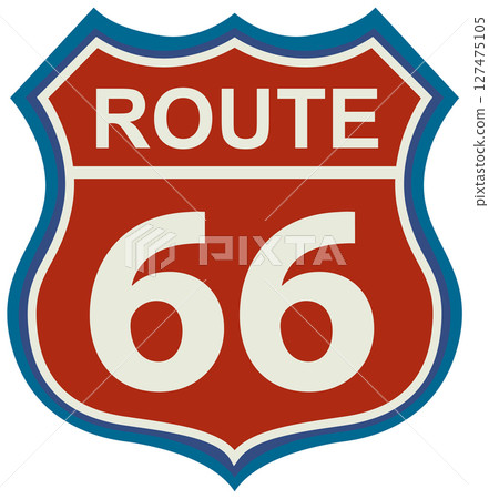 Classic Route 66 Highway Sign Illustration 127475105