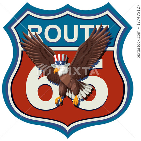 Patriotic Eagle on Route 66 Shield 127475127
