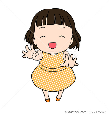 舉起手的快樂女孩 127475326