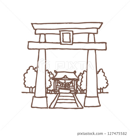 有神社鳥居的風景 127475582