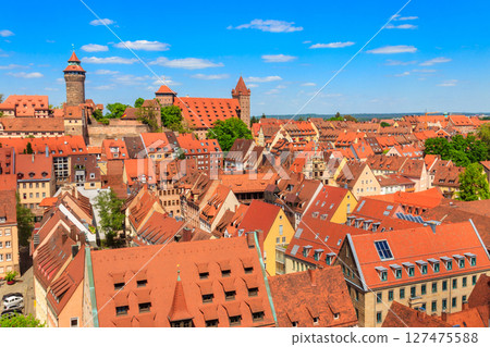 Panoramic view of the old town of Nuremberg in Germany Panoramic view of the old town of Nuremberg in Germany 127475588