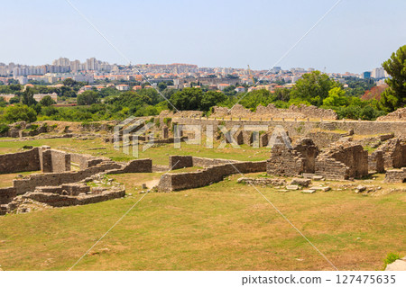 Remains of the old Roman town of Salona, an archaeological site located in the town of Solin, near Split in Dalmatia Region, Croatia 127475635