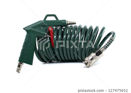 Coiled Air Compressor Hose with Blower Gun for Industrial Applications 127475652