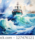 an AI Image Generator, Dynamic Ocean Scene Featuring a Ship Navigating 127476121