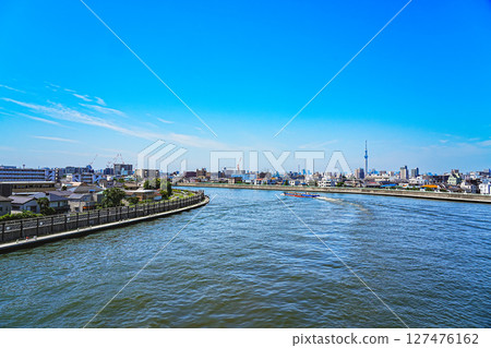 A June scene with Aoto Bridge and the Skytree A June scene with Aoto Bridge and the Skytree 127476162