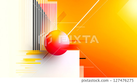 Colorful abstract composition with geometric shapes, gradient background, and a sense of movement 127476275