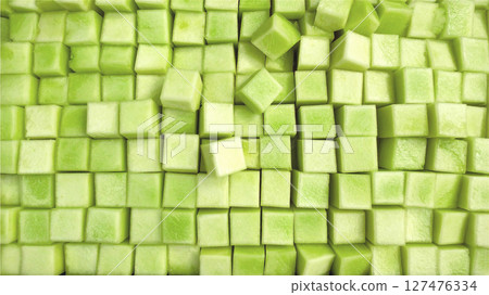 甜瓜切成方塊 甜瓜切成方塊 127476334