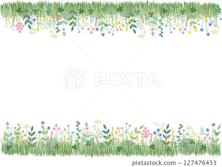 刺繡風格野花框架 127476453
