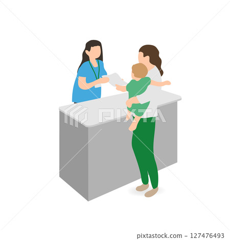 母親和孩子在兒童保育支持中心接受指導的插圖 127476493