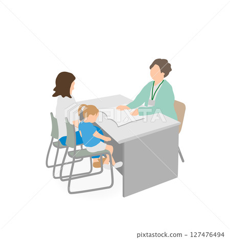 育兒家庭與福利工作人員（支援中心）會面的插圖 127476494