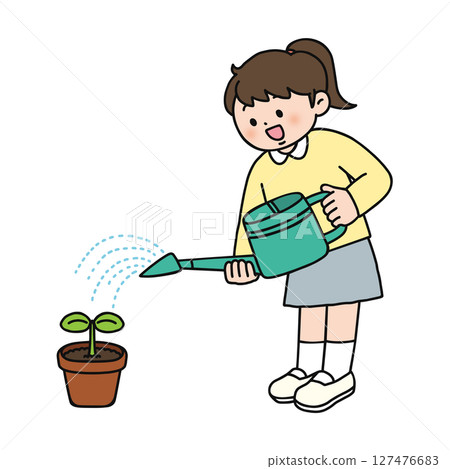 Girls watering plants 127476683