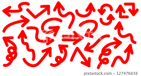 Thick red arrow icon set 127476838