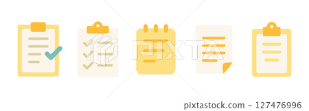 清單和文件平面圖標集、柔和色彩的備忘錄和註釋材料 127476996