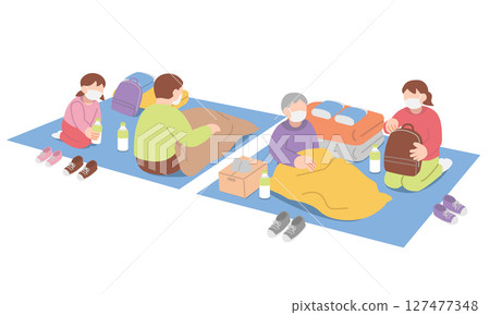 People waiting at the evacuation shelter 127477348