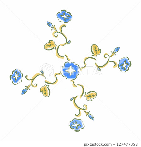 牽牛花曼陀羅-淡藍色的日式風格設計 127477358