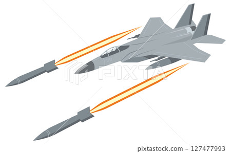 戰鬥機發射飛彈的插圖 127477993